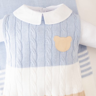  Saída de Maternidade Guilherme - Azul Bebê, Branco e Bege